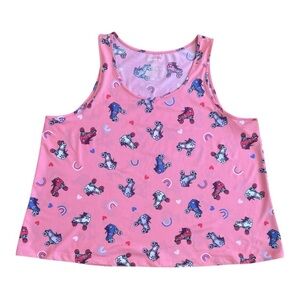 Joyspun Roller Skates & Rainbows Tank Top Size 12-14 Women